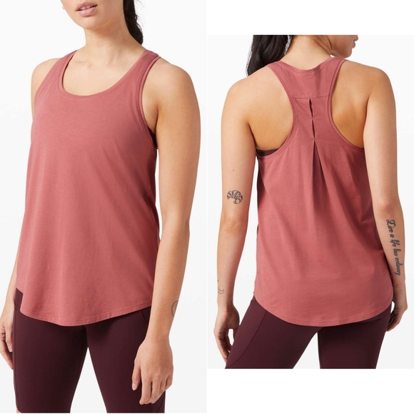 Lululemon Love Tank Top Cherry Tint Pink Racerback Pima Cotton Shirt Size 12 - Picture 1 of 5